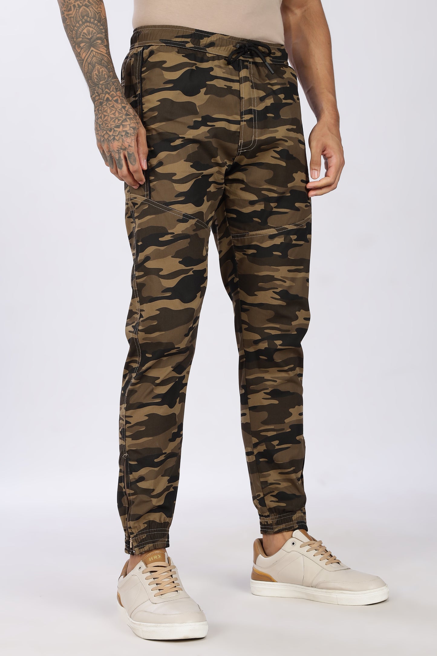 Men's Brown Comfort Stride Military Print Jogger Cotton