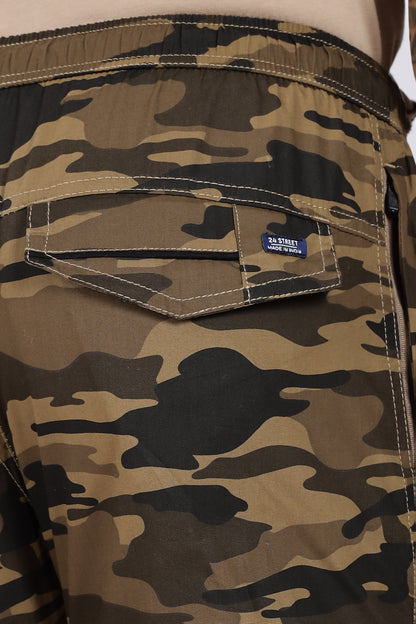 Men's Brown Comfort Stride Military Print Jogger Cotton