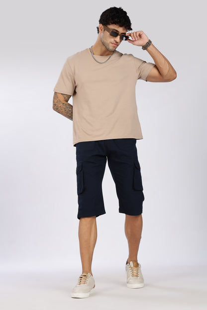 Men's Blue Trendy Trails Capri Solid Print Comfort Cotton