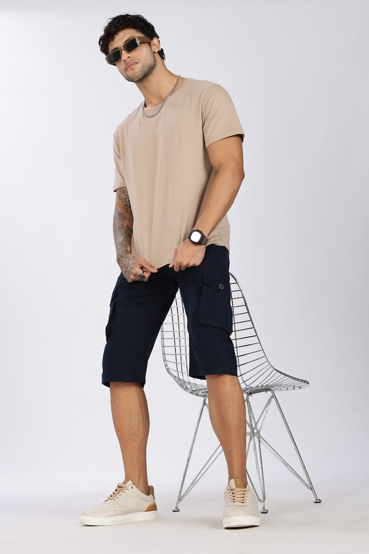 Men's Blue Trendy Trails Capri Solid Print Comfort Cotton