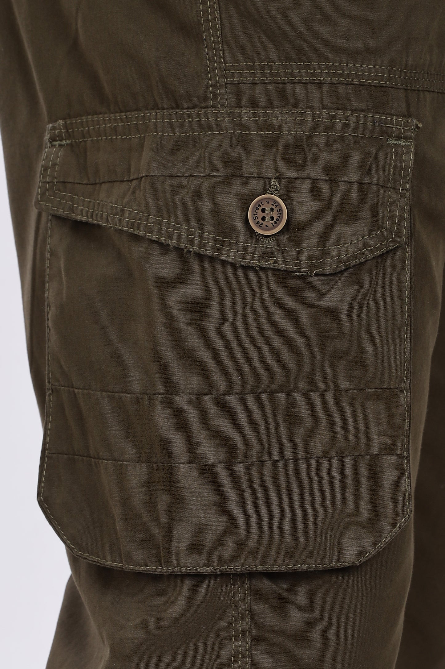 Men's Olive Green Trendy Trails Capri Solid Print Comfort Cotton