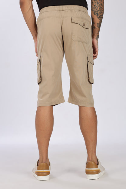 Men's Light Biscuit Trendy Trails Capri Solid Print Comfort Cotton