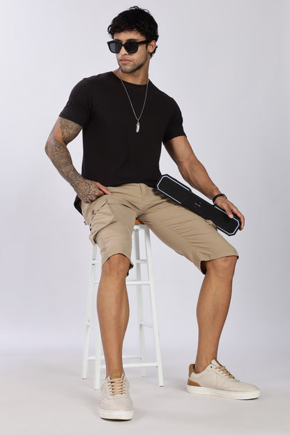 Men's Light Biscuit Trendy Trails Capri Solid Print Comfort Cotton