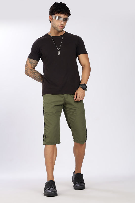 Men's Green Cool Comfort Capri Solid Print Comfort Cotton