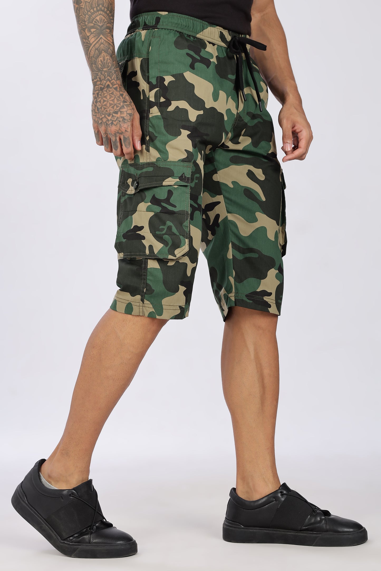 Men's Green Adventure Capri Military Print Comfort Cotton