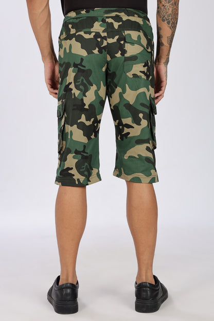 Men's Green Adventure Capri Military Print Comfort Cotton