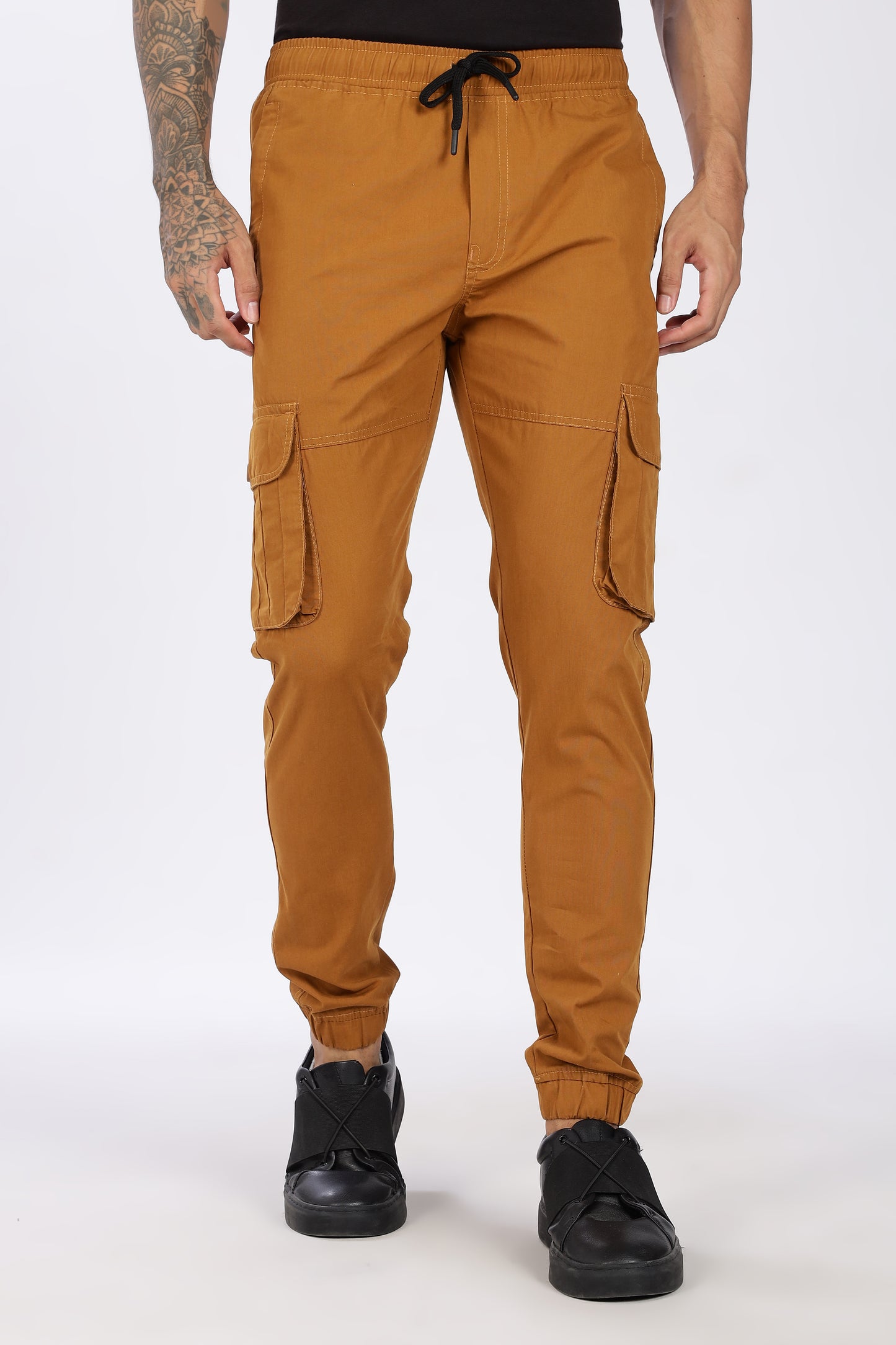 Men's Mustard Brown Performance Pulse Solid Jogger Cotton