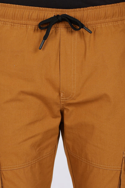 Men's Mustard Brown Performance Pulse Solid Jogger Cotton