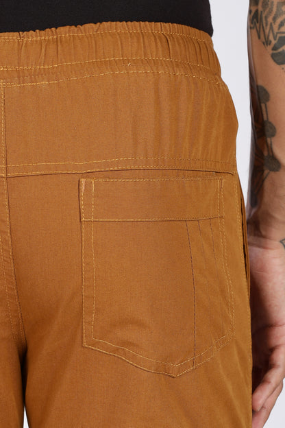 Men's Mustard Brown Performance Pulse Solid Jogger Cotton
