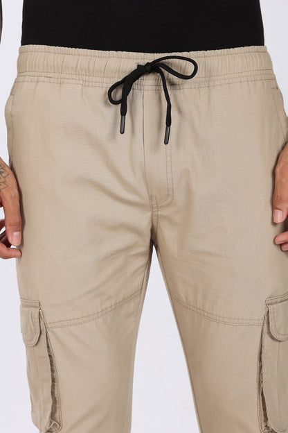 Men's Light Beige Performance Pulse Solid Jogger Cotton