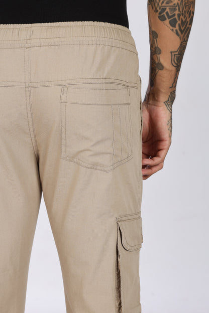 Men's Light Beige Performance Pulse Solid Jogger Cotton