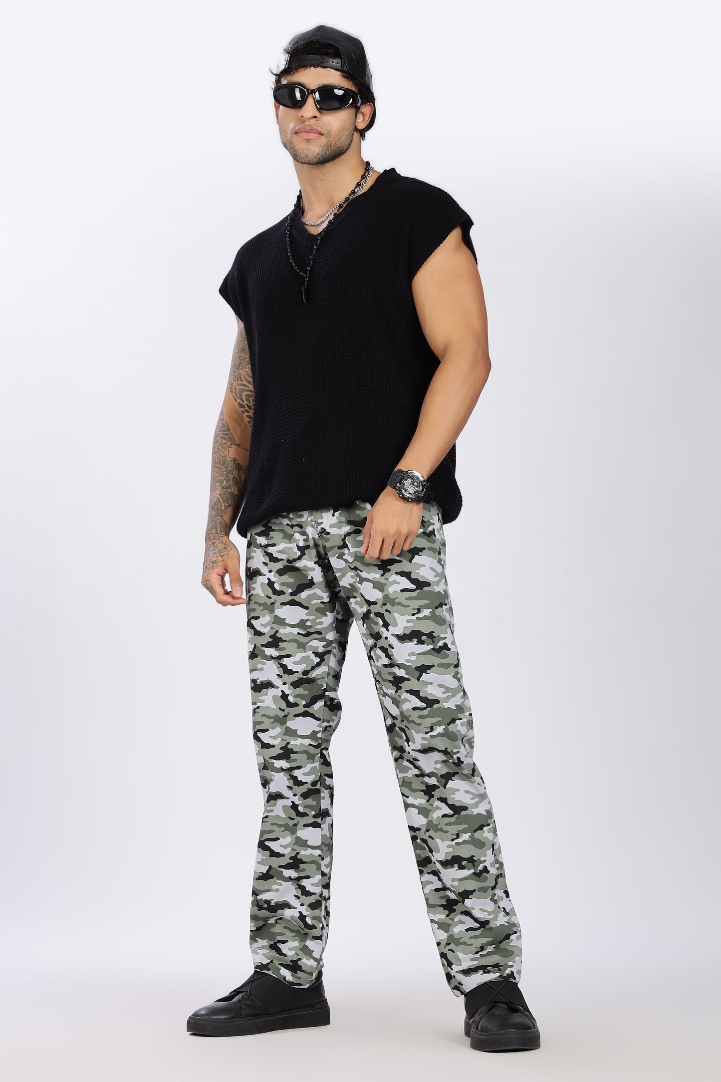 Men's Green Urban Chill Pyjama PantsMilitary Print Comfort Cotton