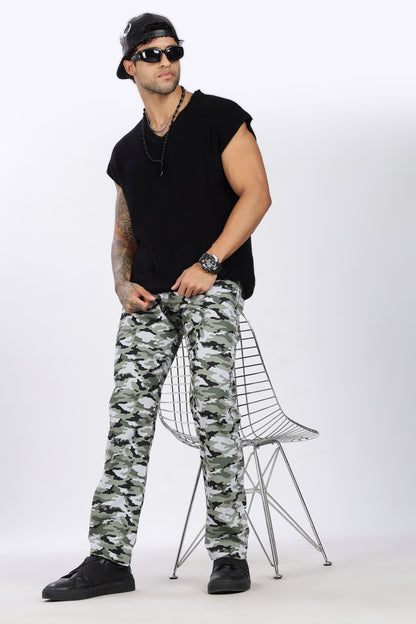 Men's Green Urban Chill Pyjama PantsMilitary Print Comfort Cotton