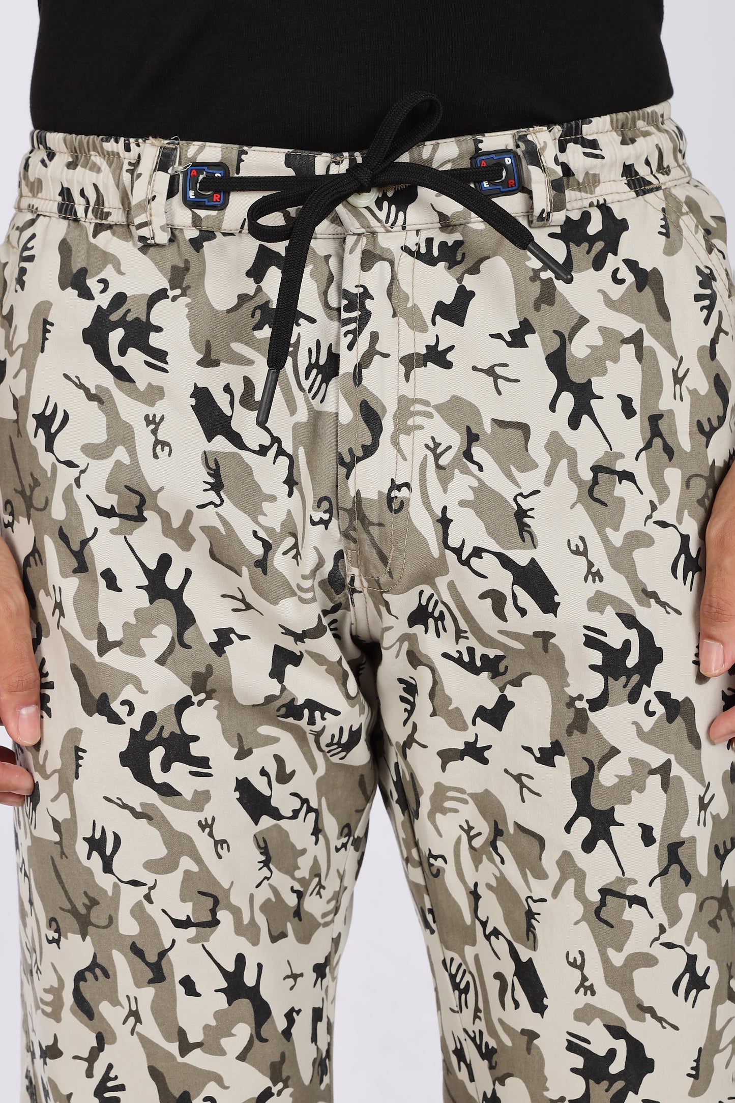 Men's Beige Urban Chill Pyjama PantsMilitary Print Comfort Cotton