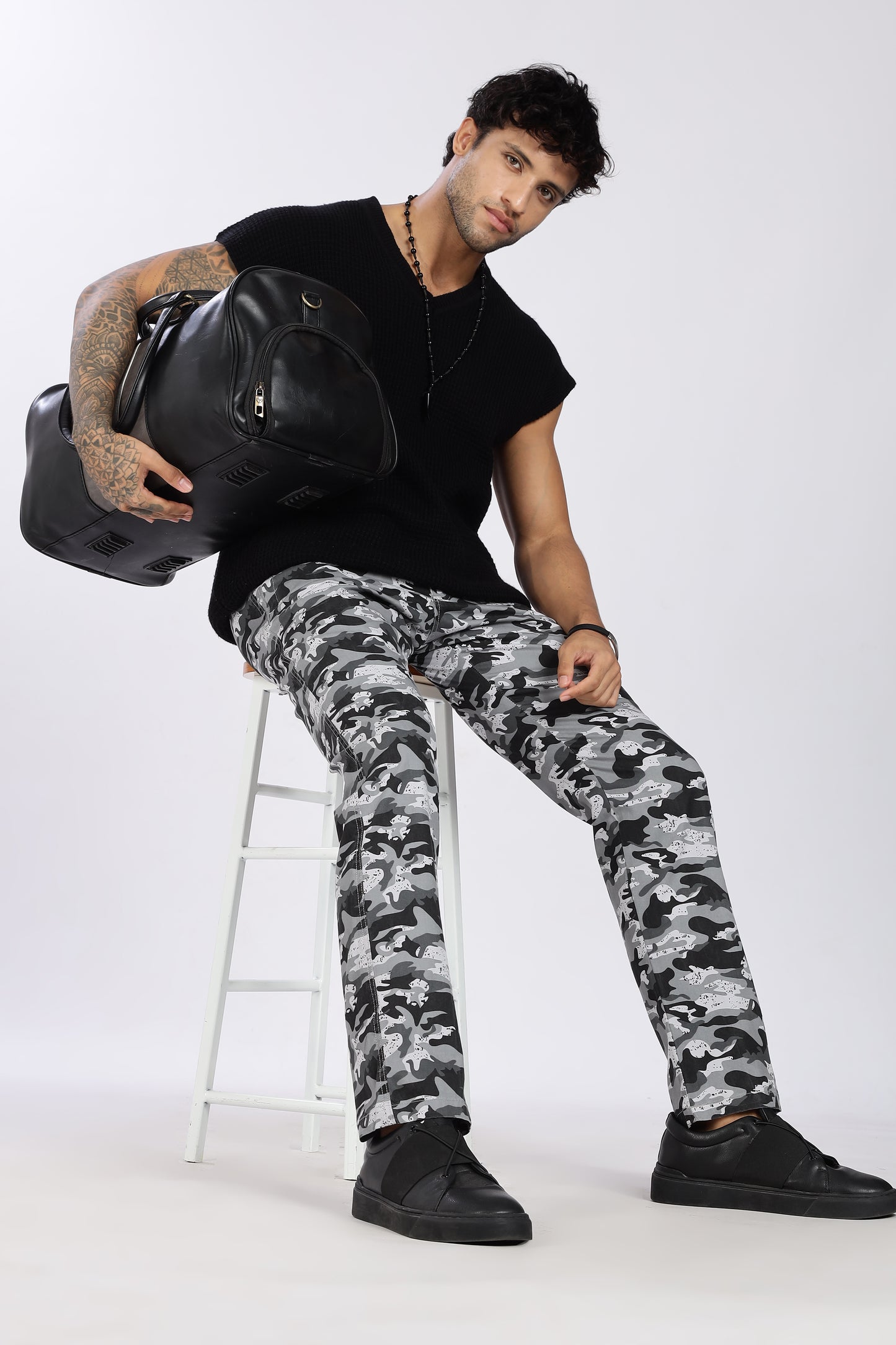 Men's Grey Urban Chill Pyjama PantsMilitary Print Comfort Cotton