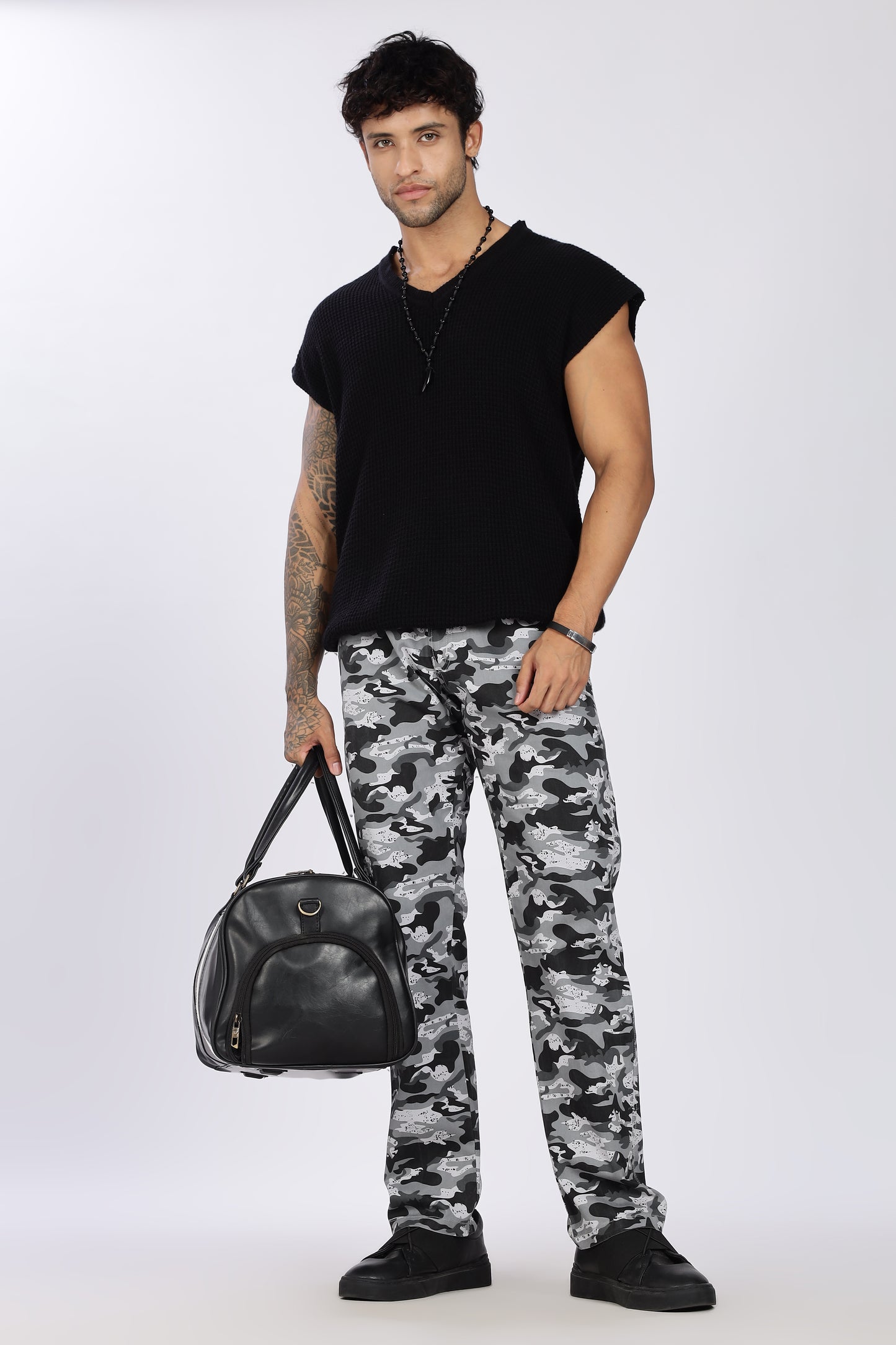 Men's Grey Urban Chill Pyjama PantsMilitary Print Comfort Cotton