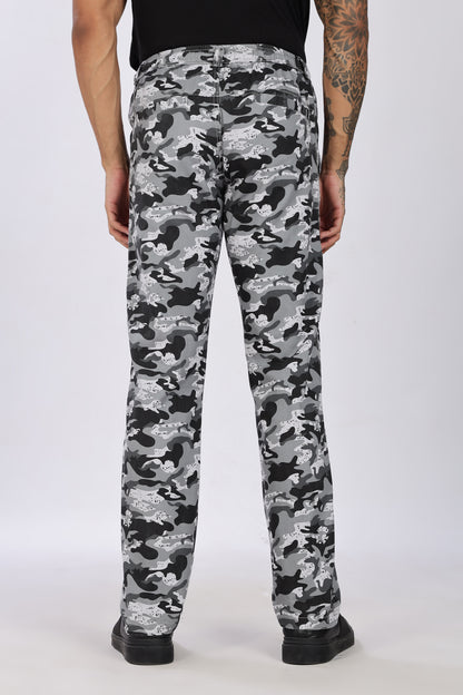 Men's Grey Urban Chill Pyjama PantsMilitary Print Comfort Cotton