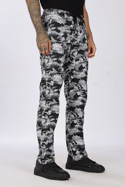 Men's Grey Urban Chill Pyjama PantsMilitary Print Comfort Cotton