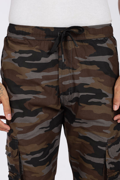 Men's Dark Brown Soft Stride Pyjama Pants Military Print Comfort Cotton