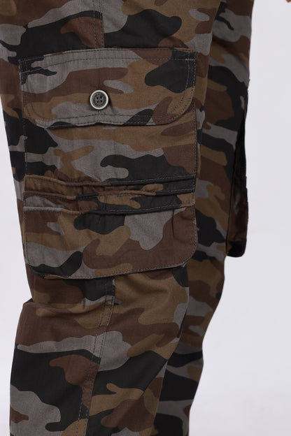 Men's Dark Brown Soft Stride Pyjama Pants Military Print Comfort Cotton