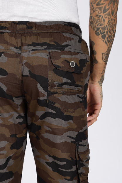 Men's Dark Brown Soft Stride Pyjama Pants Military Print Comfort Cotton