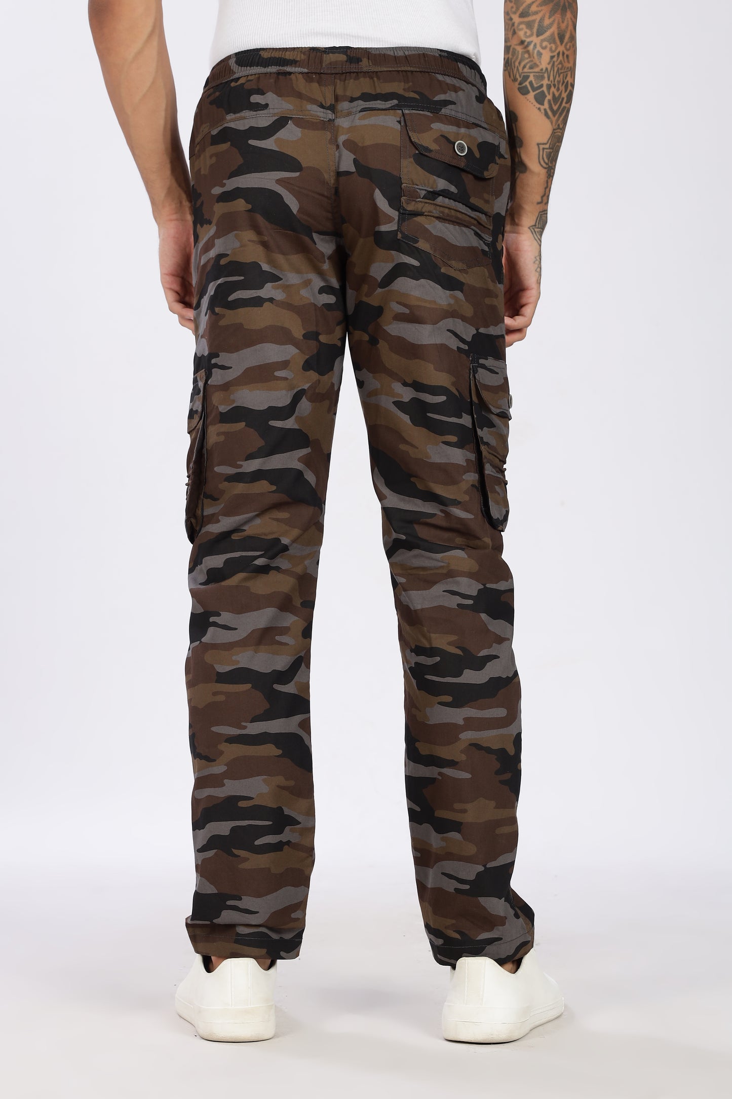 Men's Dark Brown Soft Stride Pyjama Pants Military Print Comfort Cotton