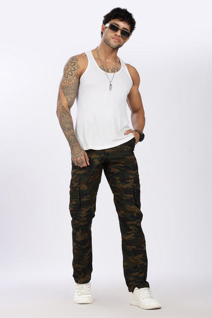 Men's Green Soft Stride Pyjama Pants Military Print Comfort Cotton