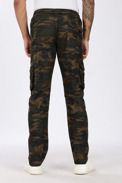 Men's Green Soft Stride Pyjama Pants Military Print Comfort Cotton