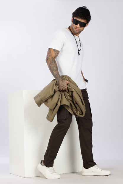 Men's Dark Brown Serenity Pyjama Pants Solid Comfort Cotton