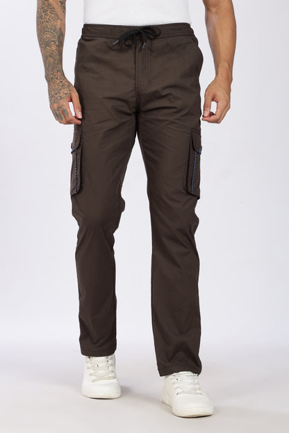 Men's Dark Brown Serenity Pyjama Pants Solid Comfort Cotton