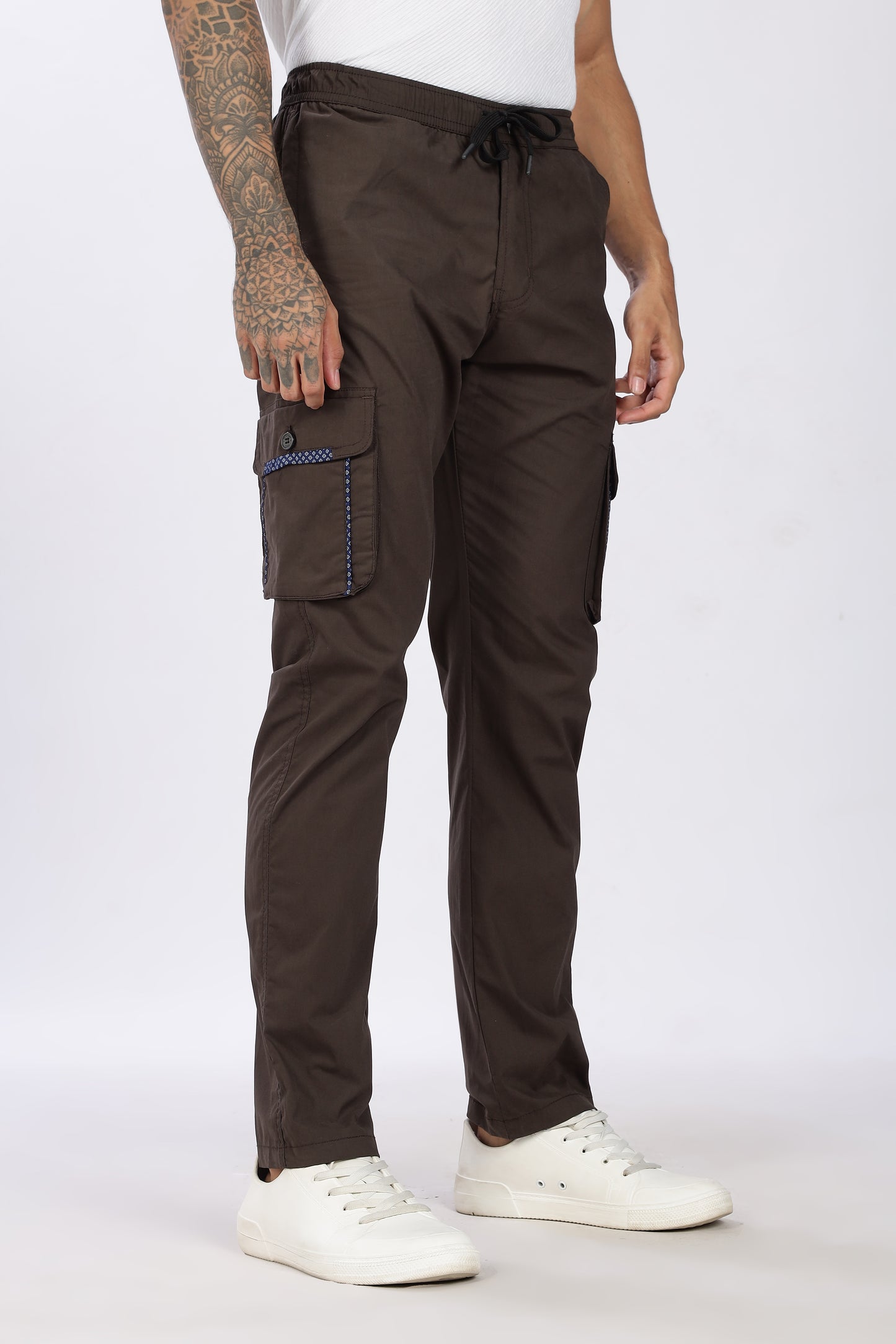 Men's Dark Brown Serenity Pyjama Pants Solid Comfort Cotton