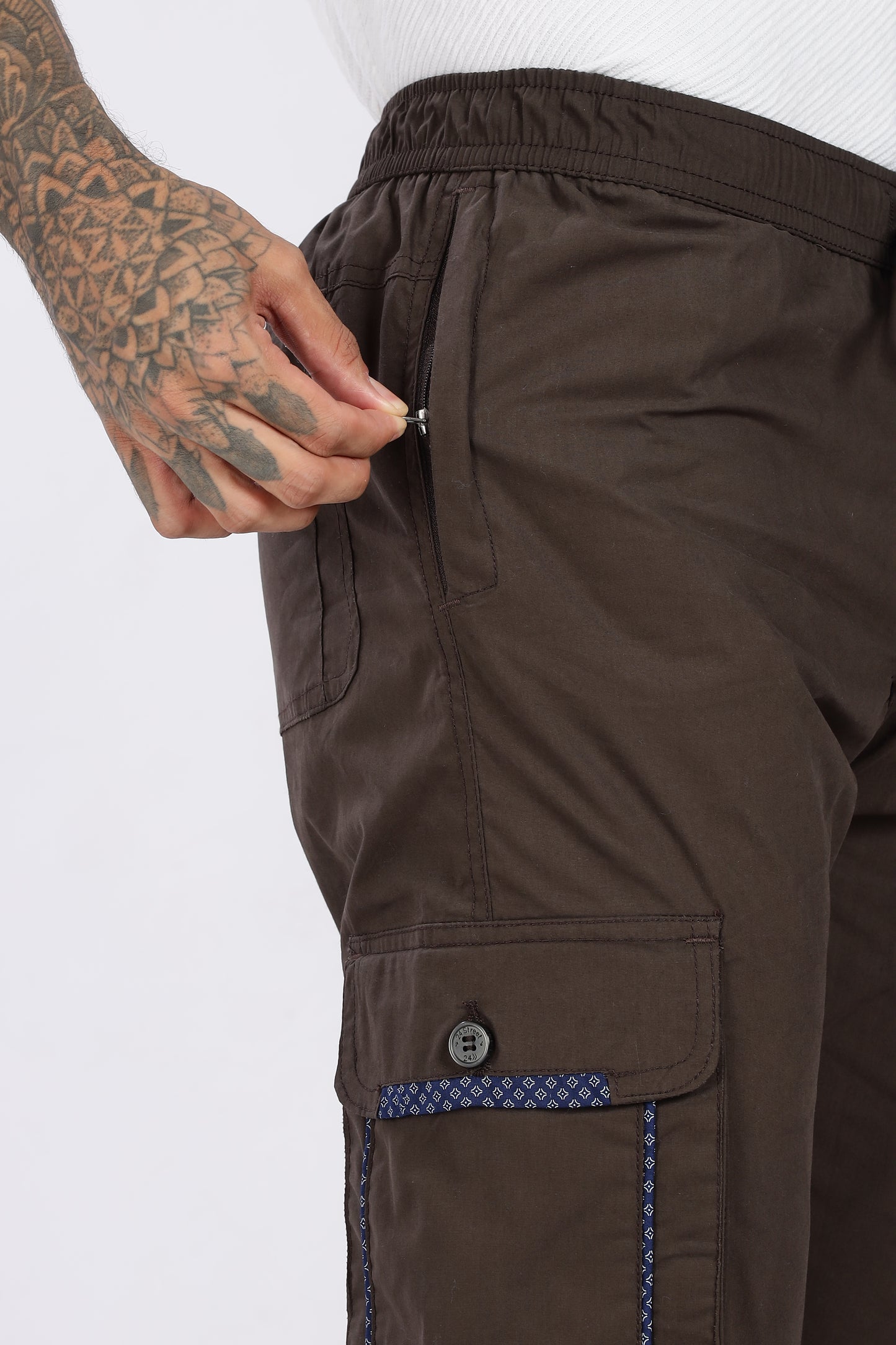 Men's Dark Brown Serenity Pyjama Pants Solid Comfort Cotton