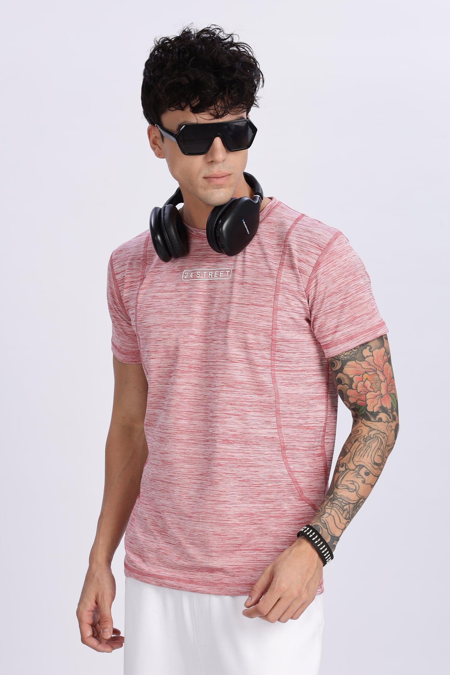 Men's Dusty Rose Active Wear Half Sleeve T-shirt