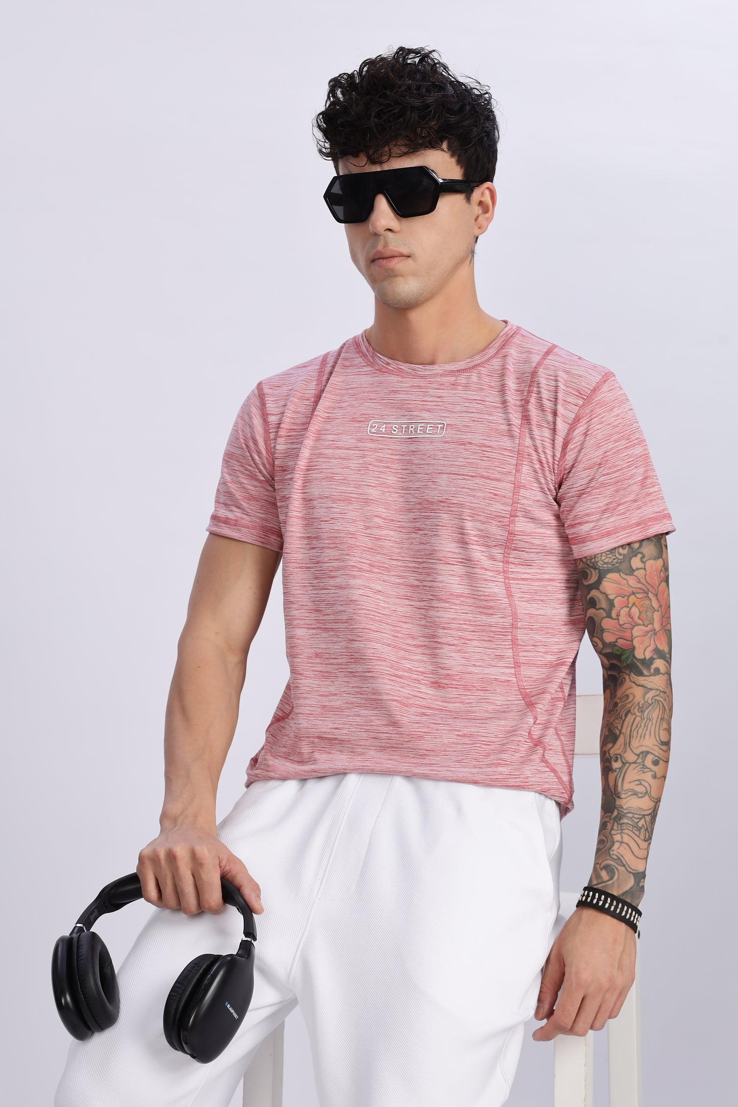 Men's Dusty Rose Active Wear Half Sleeve T-shirt