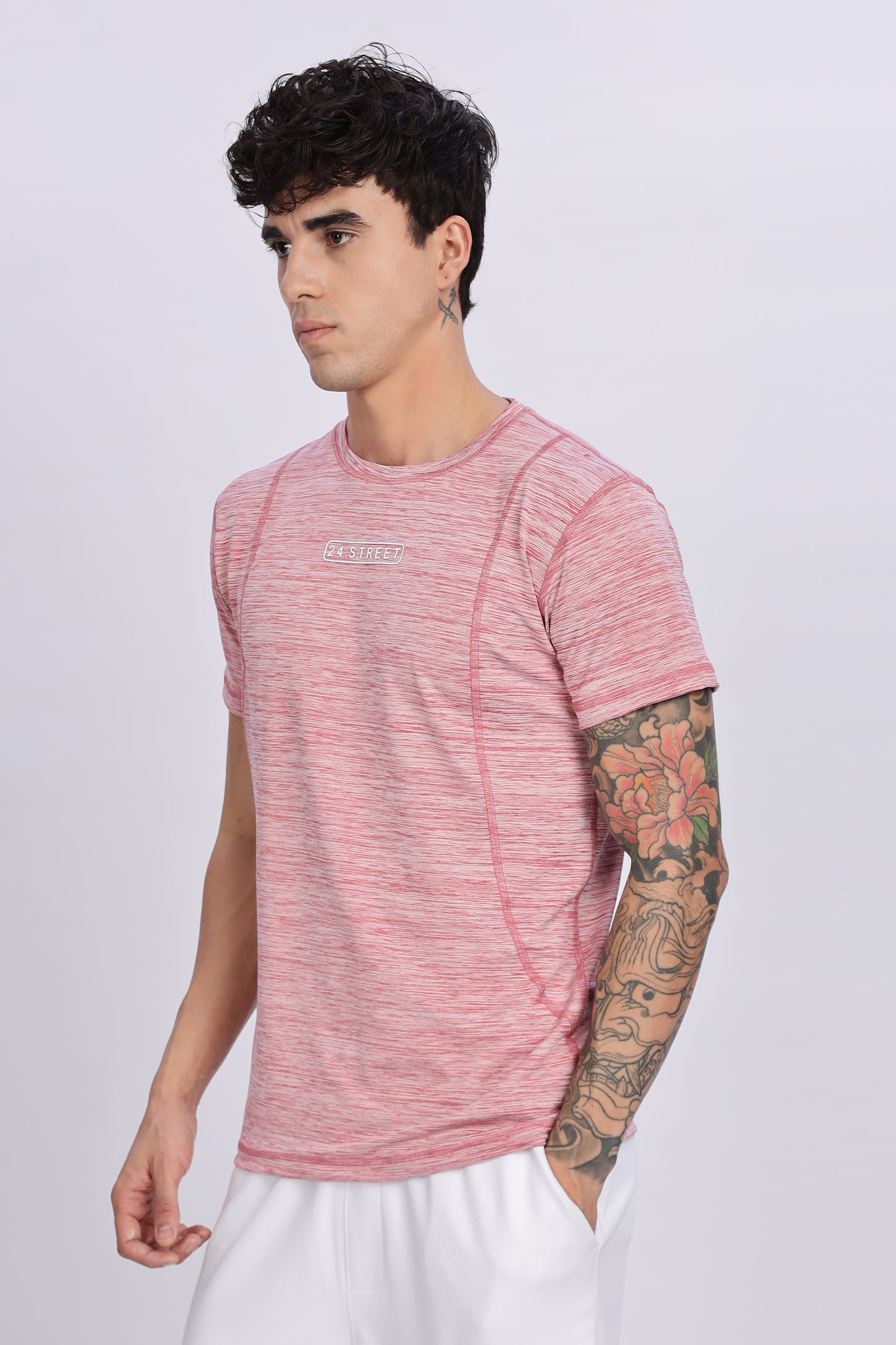 Men's Dusty Rose Active Wear Half Sleeve T-shirt