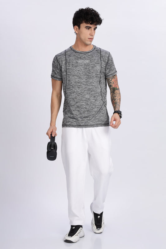 Men's Steel Grey Active Wear Half Sleeve T-shirt