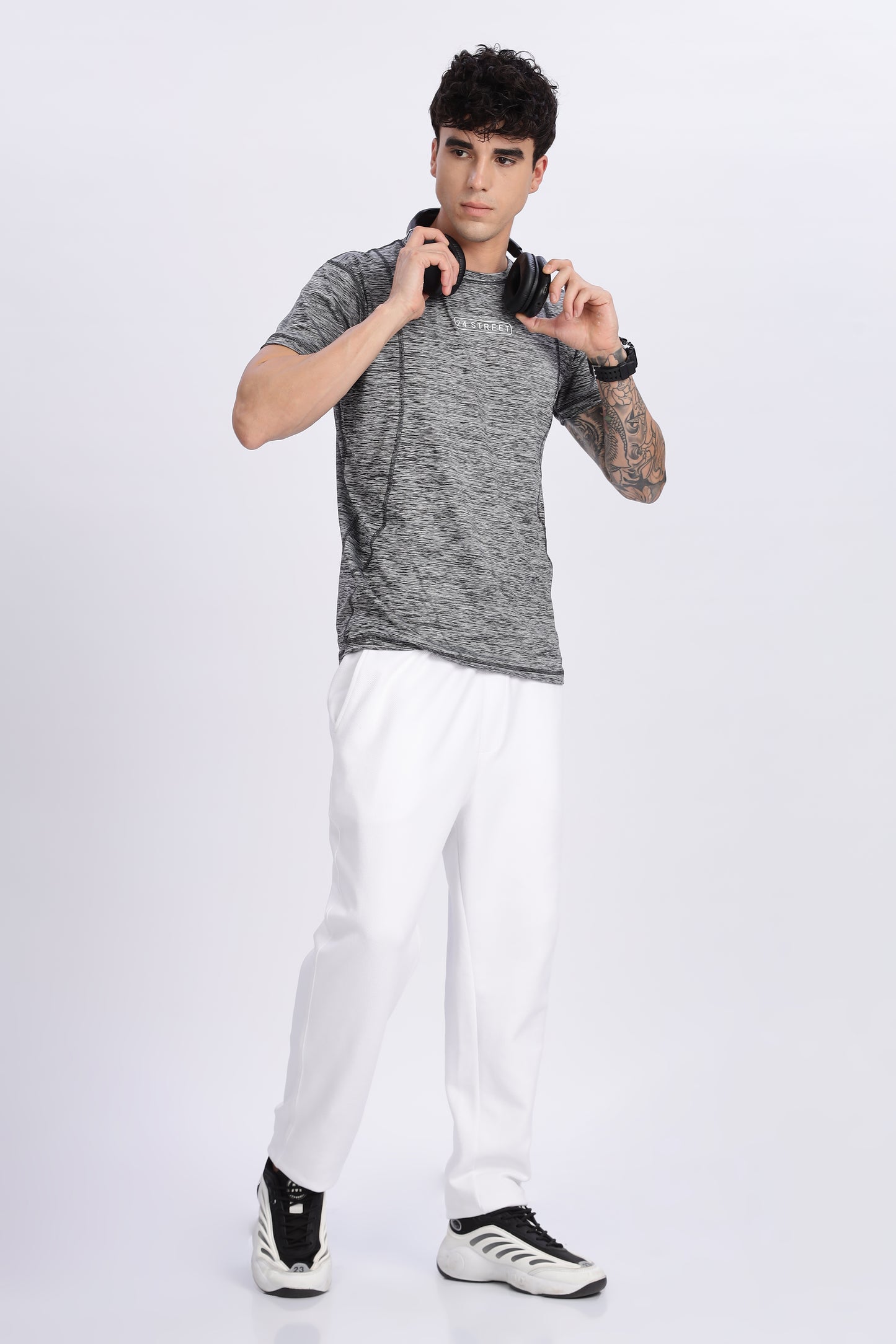 Men's Steel Grey Active Wear Half Sleeve T-shirt