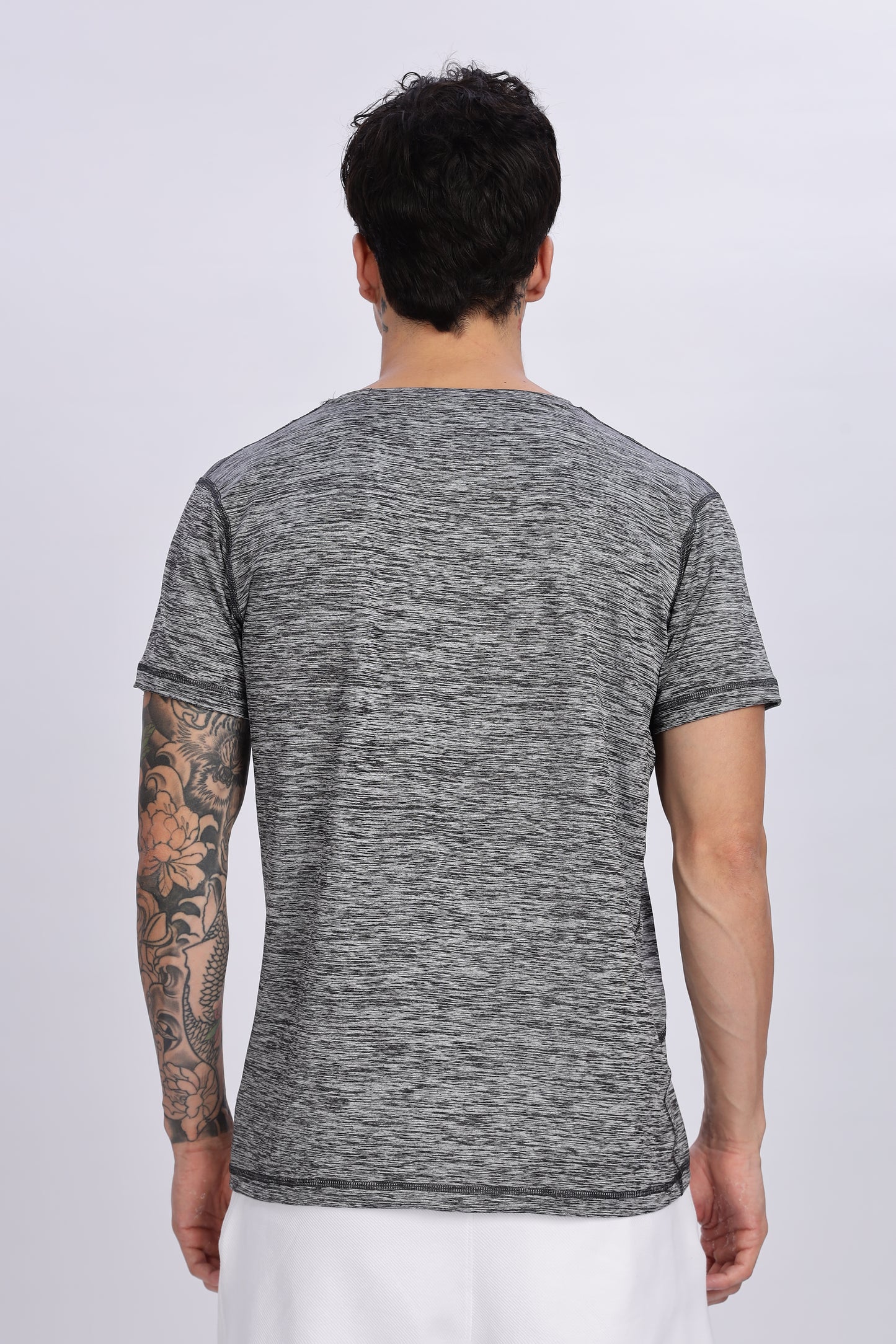 Men's Steel Grey Active Wear Half Sleeve T-shirt
