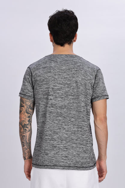 Men's Steel Grey Active Wear Half Sleeve T-shirt