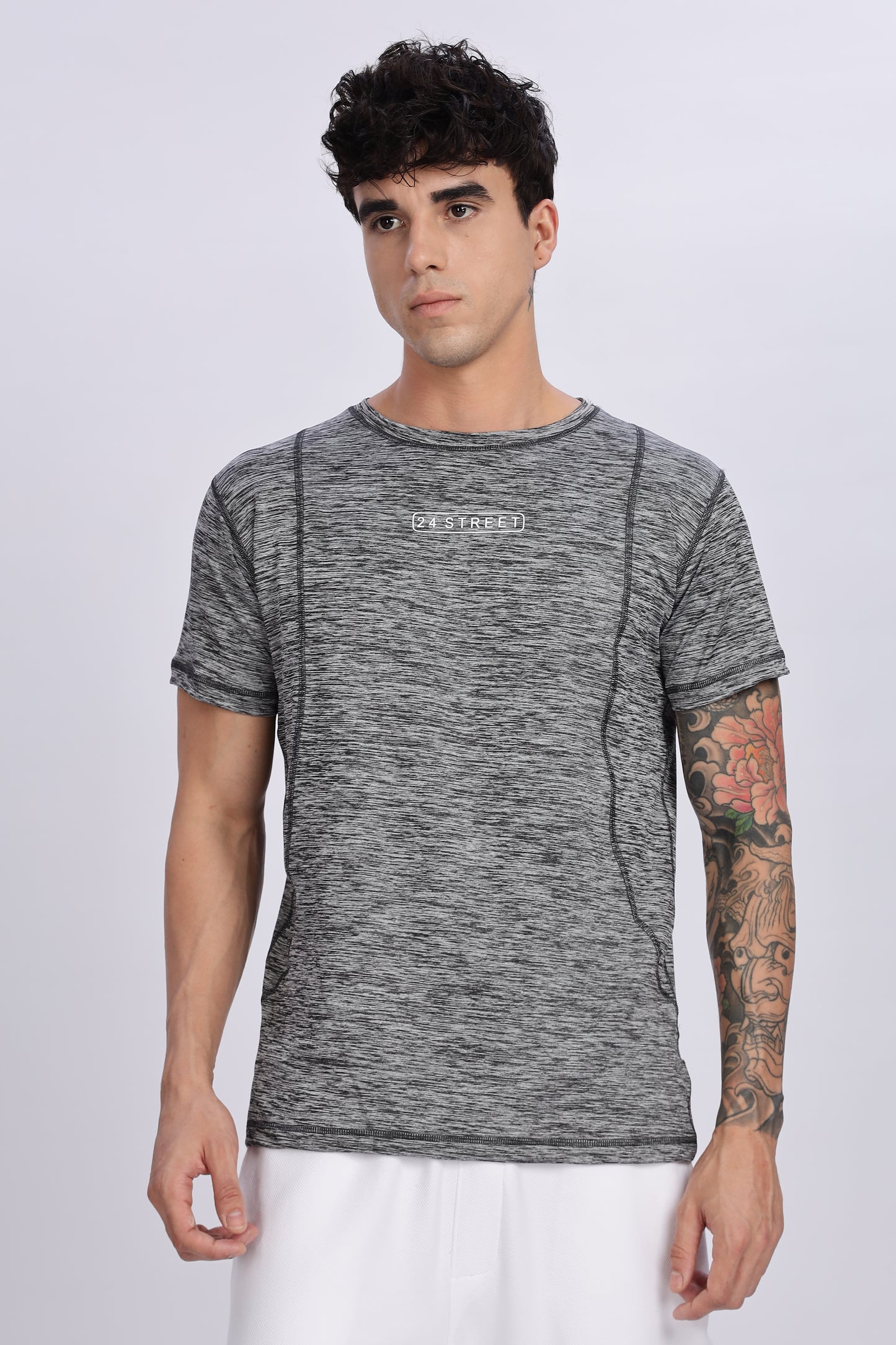 Men's Steel Grey Active Wear Half Sleeve T-shirt