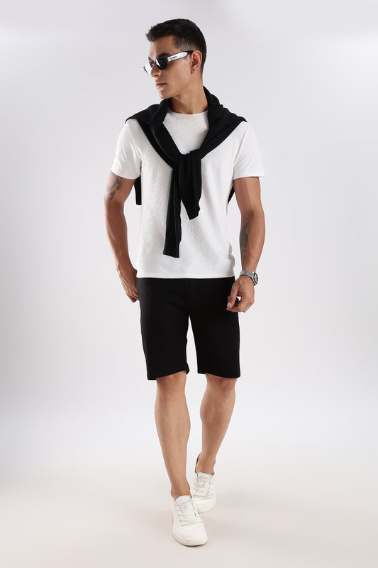 Men's linen Black comfort crop pant