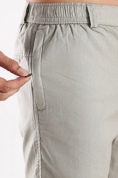 Men's linen Postel Olive comfort crop pant