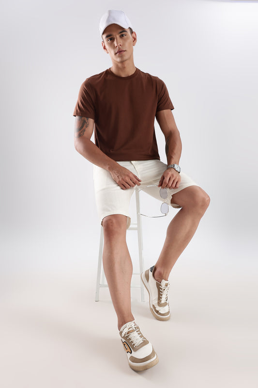Men's linen Off White comfort crop pant