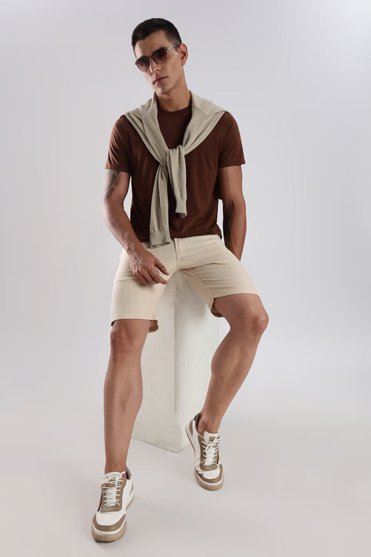 Men's linen Beige comfort crop pant