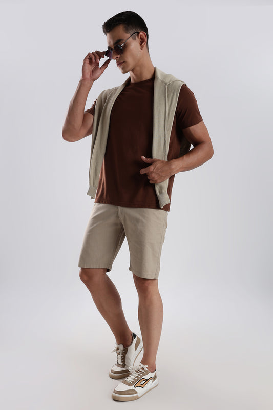 Men's linen Light Olive comfort crop pant
