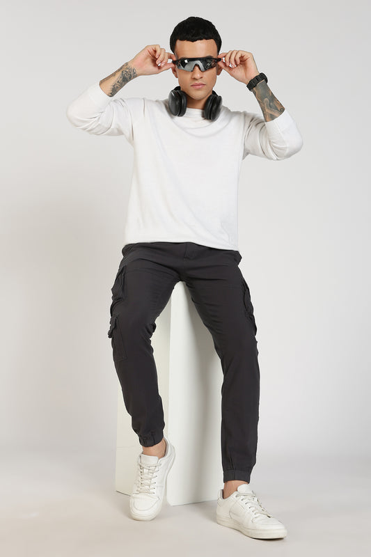 Men's Dark Grey Sprint Ease Solid Jogger Cotton