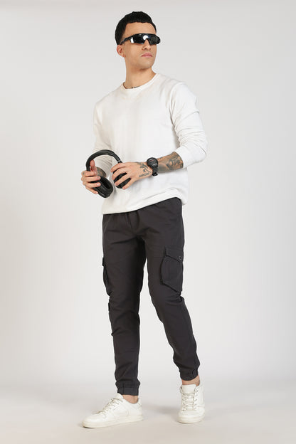Men's Dark Grey Sprint Ease Solid Jogger Cotton