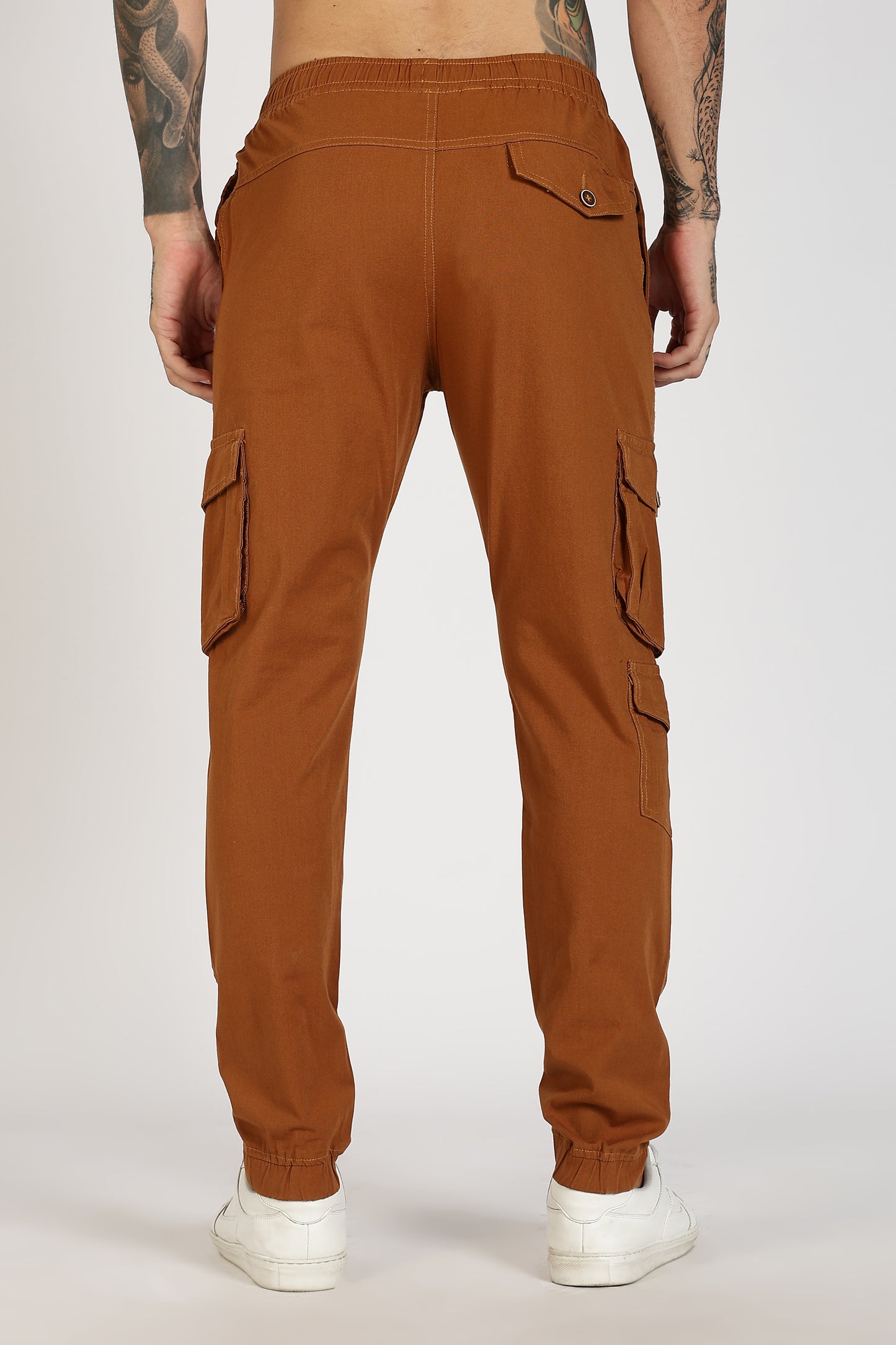 Men's Mustard Brown Sprint Ease Solid Jogger Cotton
