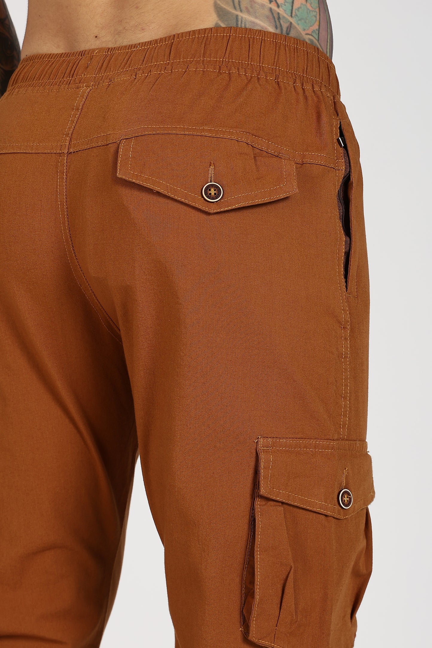 Men's Mustard Brown Sprint Ease Solid Jogger Cotton
