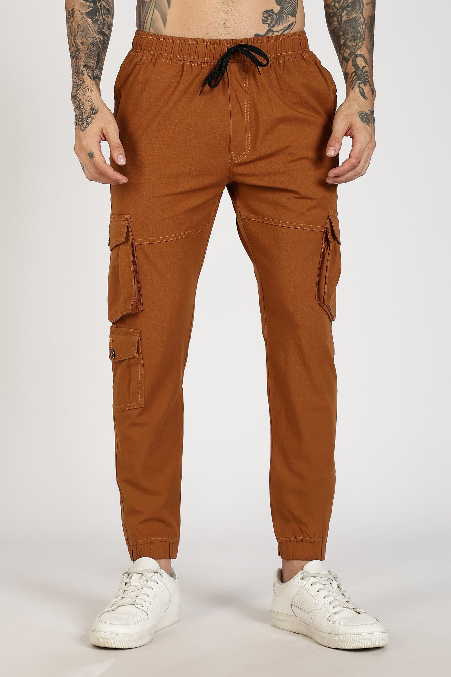 Men's Mustard Brown Sprint Ease Solid Jogger Cotton